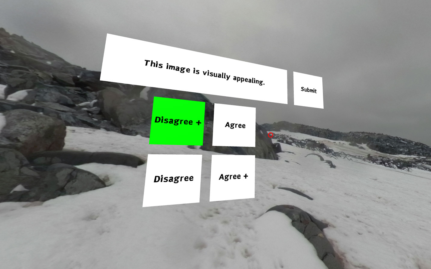 Figure 3: Example of 360-degree scene with a displayed question, viewed through a web browser.